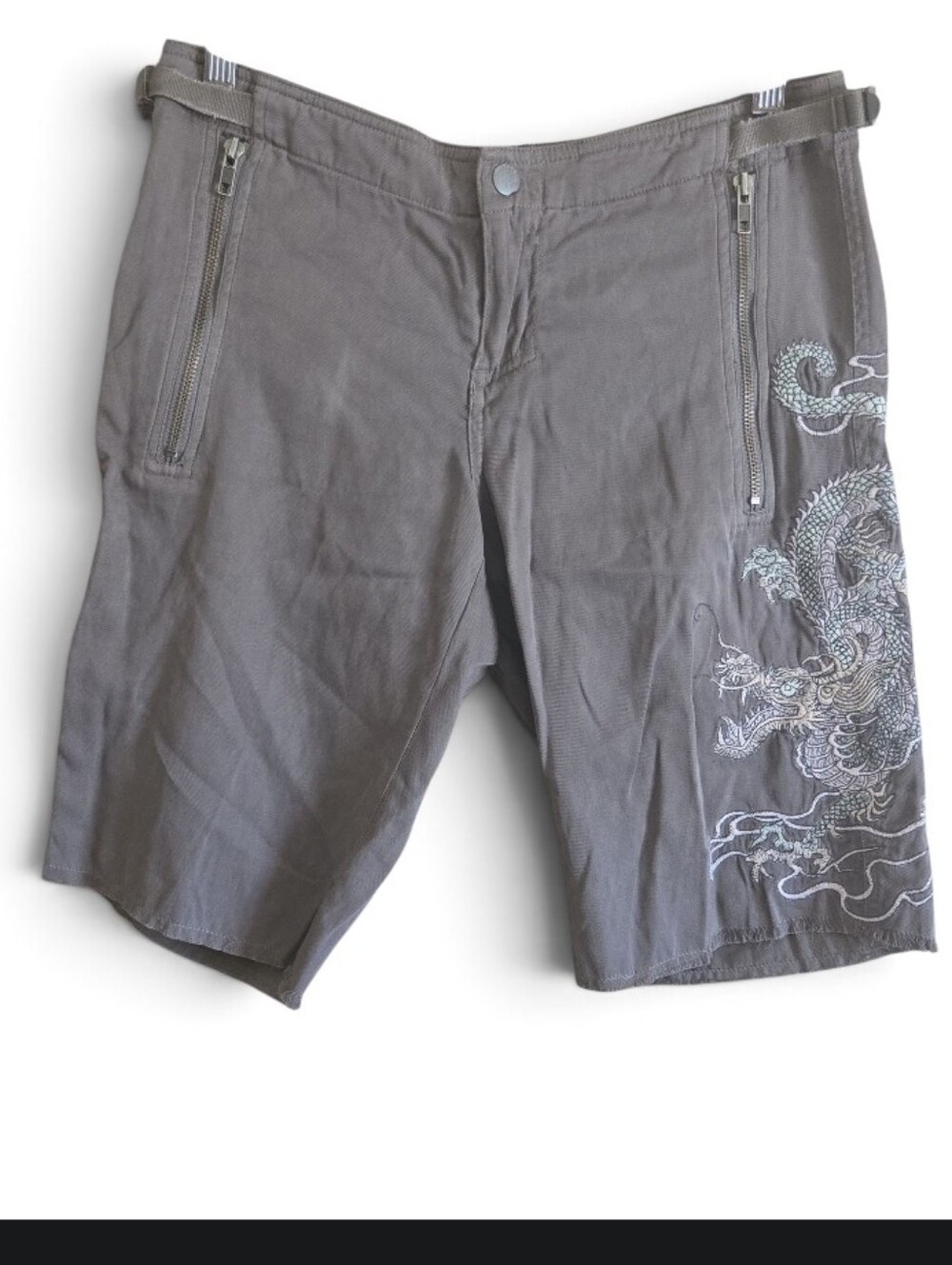 Y2K Da-Nang Embroidered Chinese Dragon Cargo Shorts